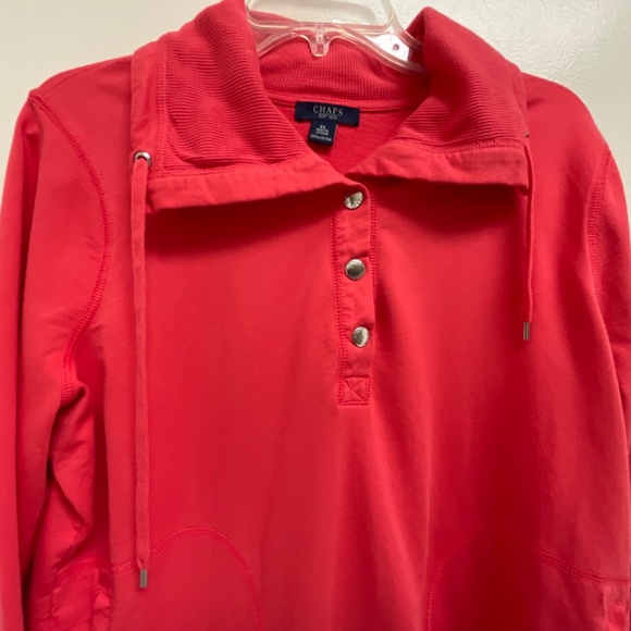 Chaps Est. 1978 Coral Pullover 3 Snap Collared Top with Tie XL - Picture 6 of 15